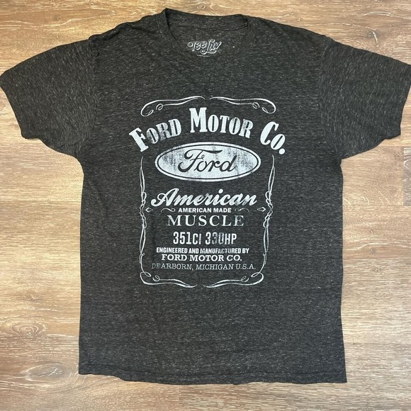 Ford Motor Co. Graphic Tee American Muscle 351ci 330HP Grey Shirt Medium